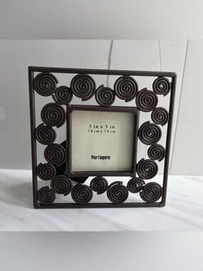 Pier 1 Black Metal Scroll Tabletop Picture Frame 3 X3,  NIB, Rustic Postmodern